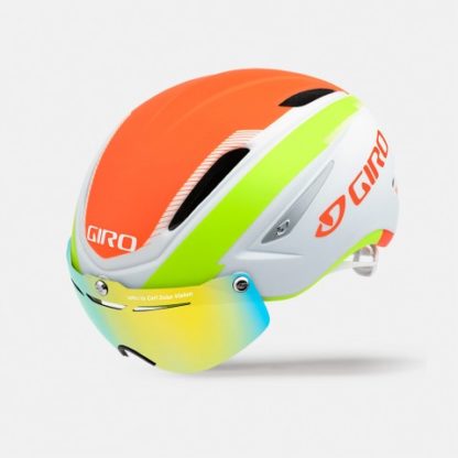 Giro Air Attack Shield Cycling Helmet | Matte White/Flame/Lime