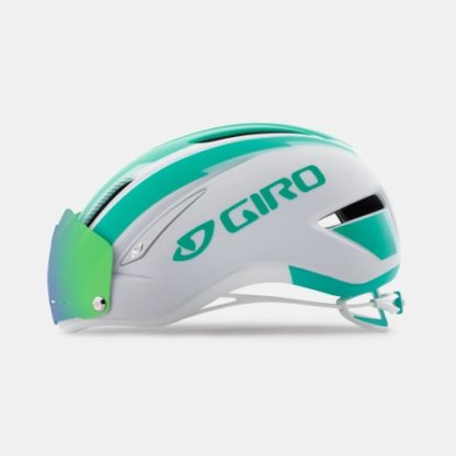 Giro Air Attack Shield Cycling Helmet | Matte White / Turquoise